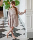 پیراهن مخمل کبریتی گلدار کرم