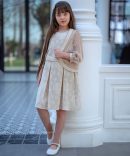 پیراهن لینن ژاکارد و کاردیگان تور