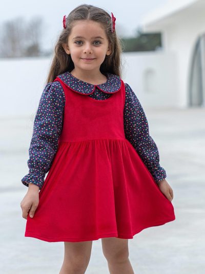 بلوز توت فرنگی و سارافون مخمل